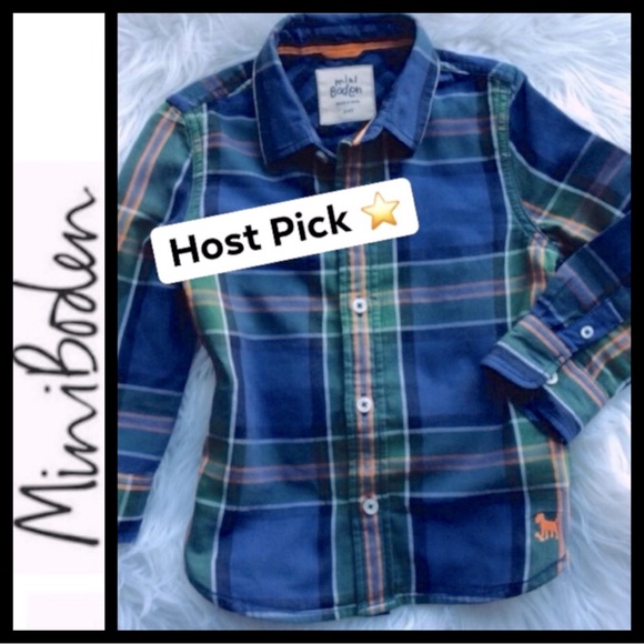 ⭐️HP⭐️Mini Boden Plaid Button-Down Shirt - Picture 1 of 6